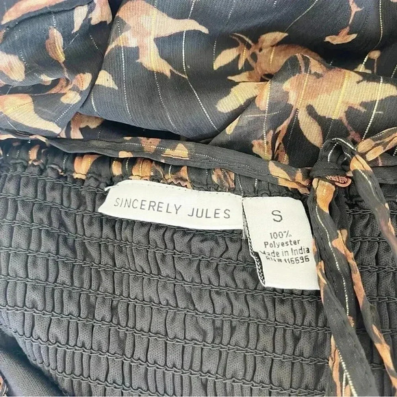 Sincerely Jules Brown Floral Print Tiered Midi Dress Size Small EUC - Picture 7 of 7